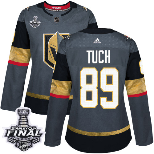 Adidas Golden Knights #89 Alex Tuch Grey Home Authentic 2018 Stanley Cup Final Women's Stitched NHL Jersey